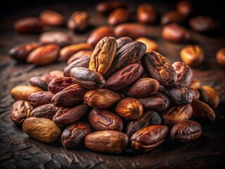 Naklejka premium Cocoa Beans: High-Resolution Architectural Photography, Isolated, Studio Shot, Food Photography, Brown Beans, Cacao Beans, Product Photography