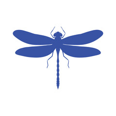 Blue dragonfly silhouette icon vector illustration design on white background.