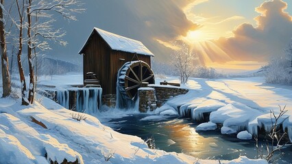 old house in the snow