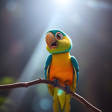 green parrot on a branch