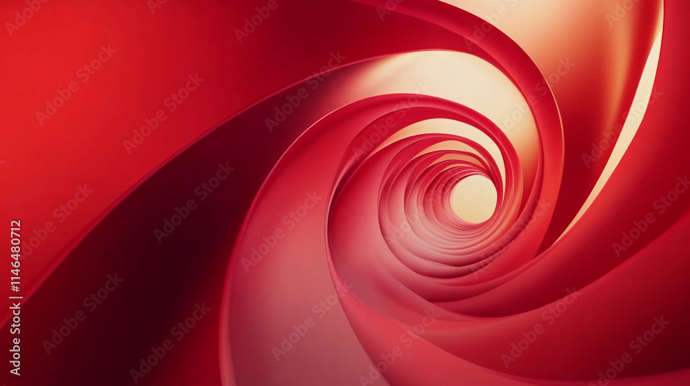 Poster swirling red tunnel design creating a sense of depth and movement.