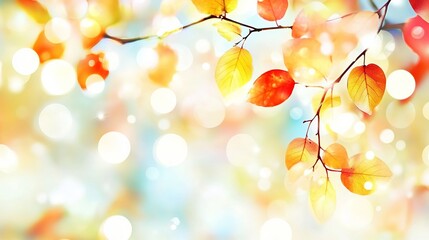 Fototapeta premium Autumn Leaves Branch Bokeh Soft Focus Background