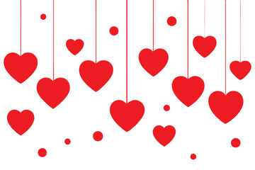 Hanging Falling hearts confetti illustration for Valentines day concept with heart pattern background