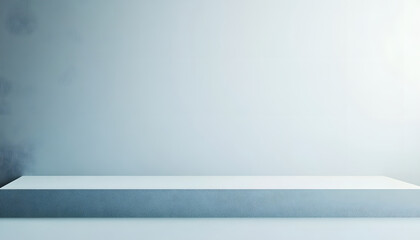 A Minimalist White Shelf Against A Light Blue Wall