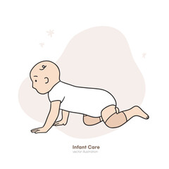 illustration of a crawling baby