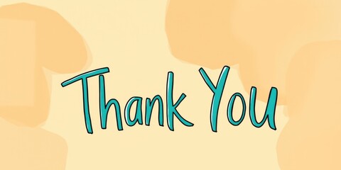A vibrant thank you banner features playful lettering that expresses appreciation. The design uses soft, warm colors to create a welcoming atmosphere, ideal for events