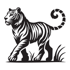 Black tiger silhouettes vector illustration