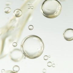 Large clear water bubbles, flow, rising.