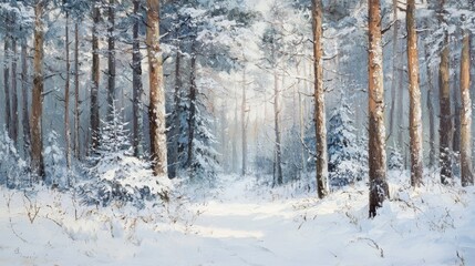 Fototapeta premium Snowy canopy in the forest