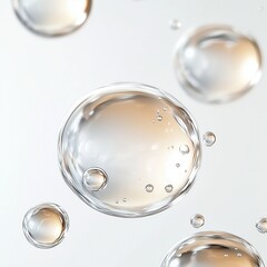 Large clear water bubbles, flow, rising.