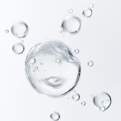 Large clear water bubbles, flow, rising.