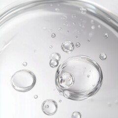 Large clear water bubbles, flow, rising.