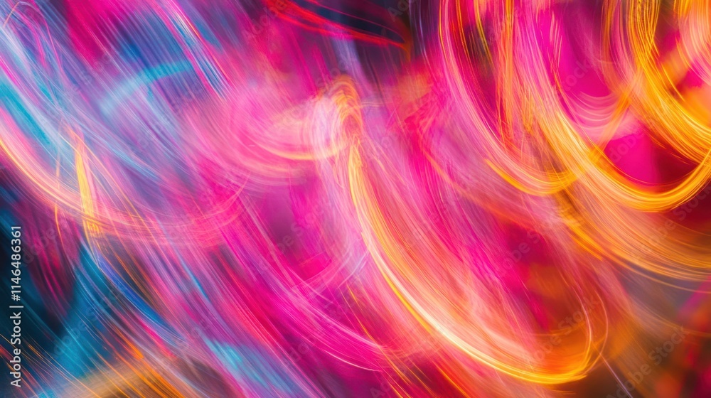 Poster Colorful abstract light trails creating a vibrant, dynamic visual effect.