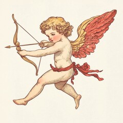 Fototapeta premium cupid angel with old engraving style 