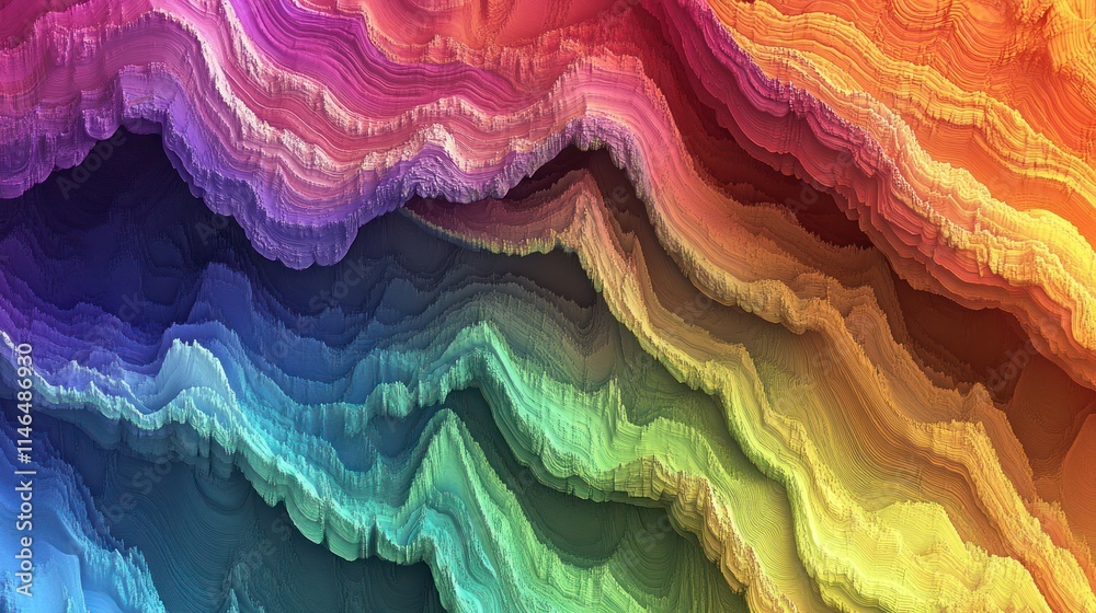 Aufkleber colorful abstract waves in vibrant hues, creating a visually striking texture.