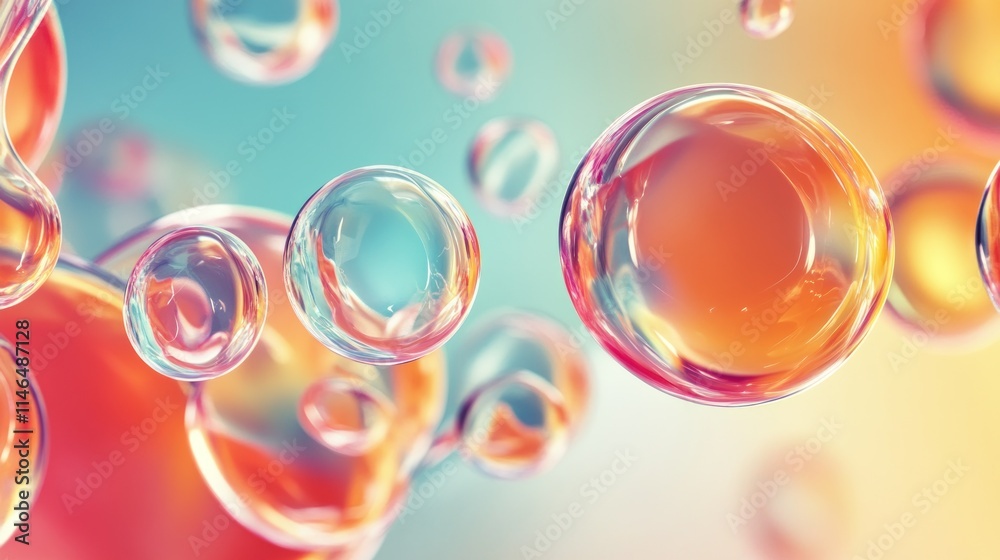 Aufkleber colorful bubbles floating against a soft gradient background, creating a dreamy atmosphere.