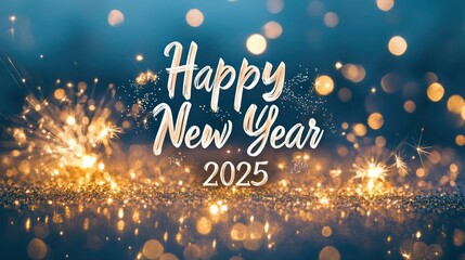 Happy New Year 2025 With Fireworks Spark