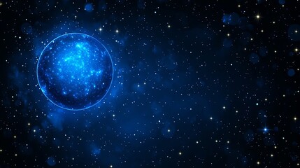 Obraz premium Celestial Orb A Glowing Blue Planet in Deep Space
