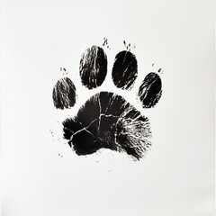 Bear paw grunge trace on white background