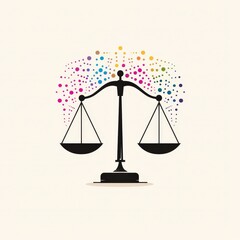 Justice scales symbolizing unity abstract illustration digital art colorful environment minimalist viewpoint