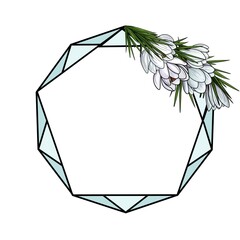 Crocus Flower Crystal Octagon Black Frame Partial Filling - Modern Minimalist Frame for Invitations, Posters, and Packaging