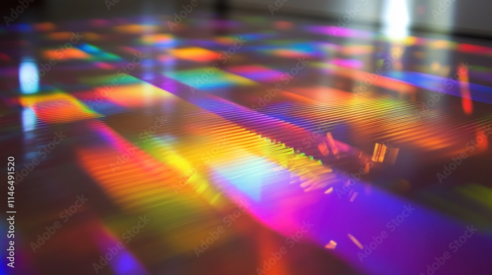 Aufkleber colorful light reflections creating a vibrant pattern on a surface.