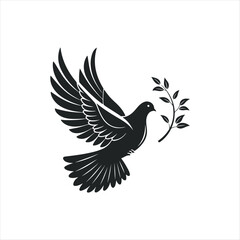 Obraz premium peace bird silhouette vector logo design