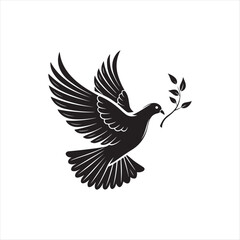 peace bird silhouette vector logo design