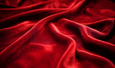 Obraz premium A close-up of luxurious red velvet fabric, showcasing its soft texture and rich color.