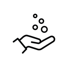 coins on hand - minimal line web icon. simple vector illustration. concept for infographic, website or app.
