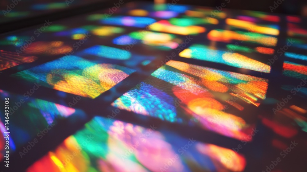 Fototapete colorful reflections create a vibrant display on a surface, showcasing light and texture.