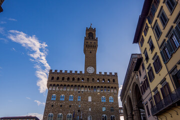 Fototapeta premium Low-angle view of the Palazzo Vecchio in Florence, Italy