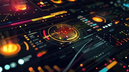 Fototapeta premium Dynamic Futuristic Data Dashboard with Holographic Interface