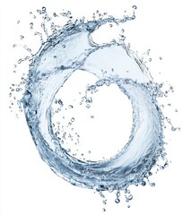 Illustration of dynamic water splashes forming shapes on a white background, fresh and clean design