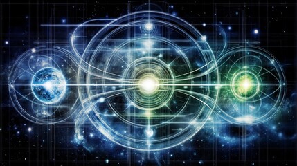 Obraz premium Cosmic Web Interconnected Planetary Systems and Energy Flow
