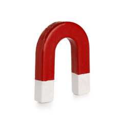 One metal horseshoe magnet isolated on white