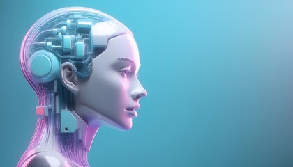 Obraz premium Future Consumer and technology concept: AI-generated art, machine and human creativity fusion.
