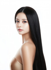 Naklejka premium A woman with long straight black hair