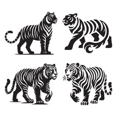 Tiger silhouette. Tiger black icon on white background