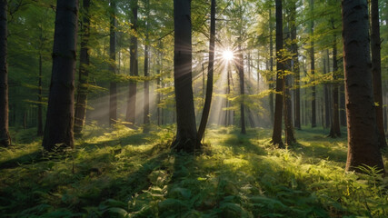 Naklejka premium morning in the forest