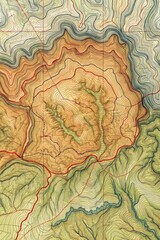 Ancient World Map Texture with Sea Pattern, Grid Lines, and Abstract Seamless Design on a Brown Background