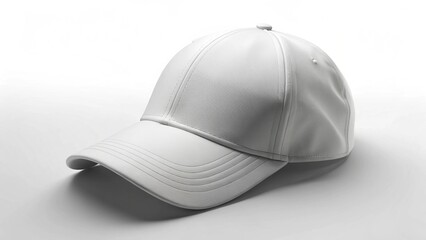 Fototapeta premium Simple white cap headwear accessory, isolated. Generative AI illustration. 