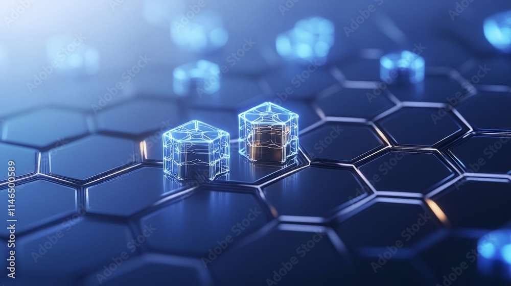 Poster digital cubes on hexagonal grid network system