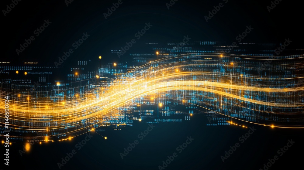 Poster digital data stream abstract technology wave visualization