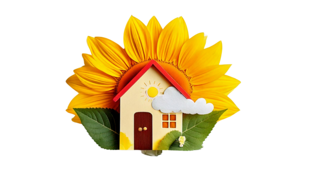 House sun clouds isolated on transparent background. - Powered by Adobe