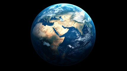 Fototapeta premium Close-up views of Earth from space with minimal cloud cover, highlighting the effects of global warming and climate change on the planet's atmosphere and environment