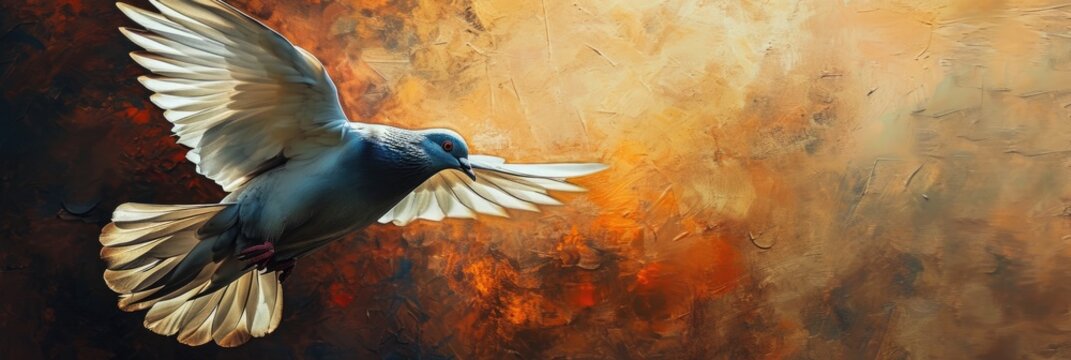New Testament Symbolism: Winged Dove Illustration with Ample Copy Space for Faith-based Proclamation
