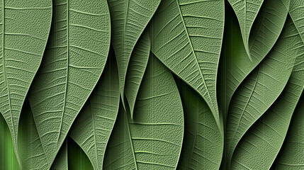 Obraz premium Textured Green Leaves Background for Nature Themes