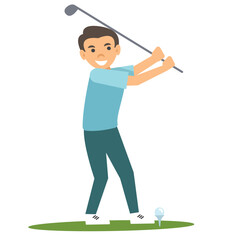 illustration of a man prepares to hit a golf ball