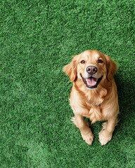 Playful golden retriever dog backyard portrait photography nature
